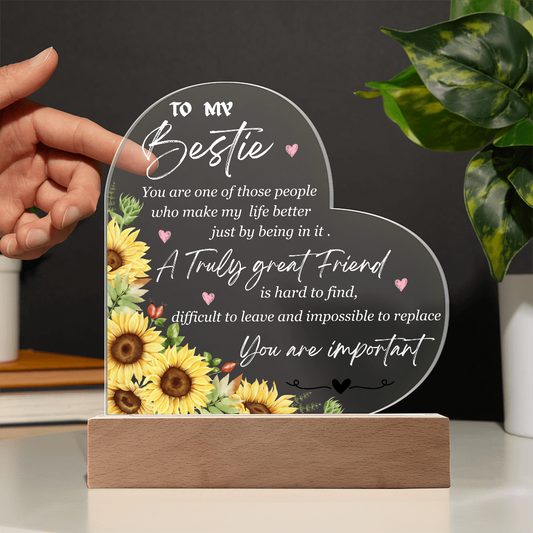 Best Friend Heart LED Night Light – Meaningful Friendship Gift with Inspirational Message