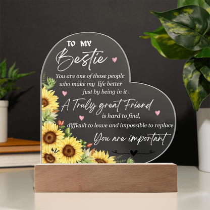 Best Friend Heart LED Night Light – Meaningful Friendship Gift with Inspirational Message