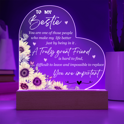 Best Friend Heart LED Night Light – Meaningful Friendship Gift with Inspirational Message
