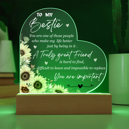 Best Friend Heart LED Night Light – Meaningful Friendship Gift with Inspirational Message