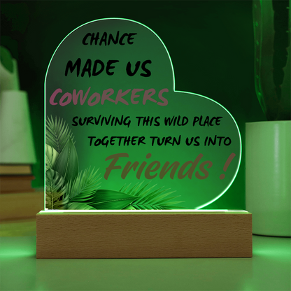Coworker Friendship Heart Acrylic Plaque – Funny Office Gift for Work Friends