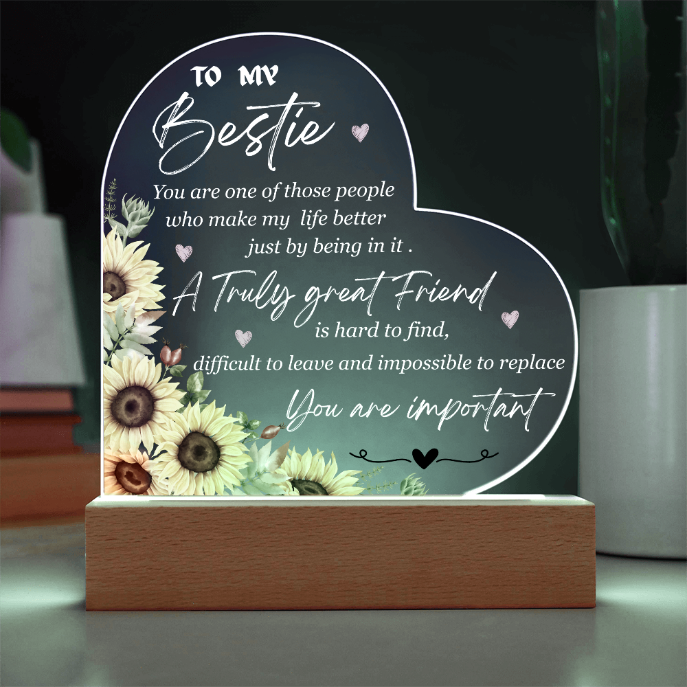 Best Friend Heart LED Night Light – Meaningful Friendship Gift with Inspirational Message