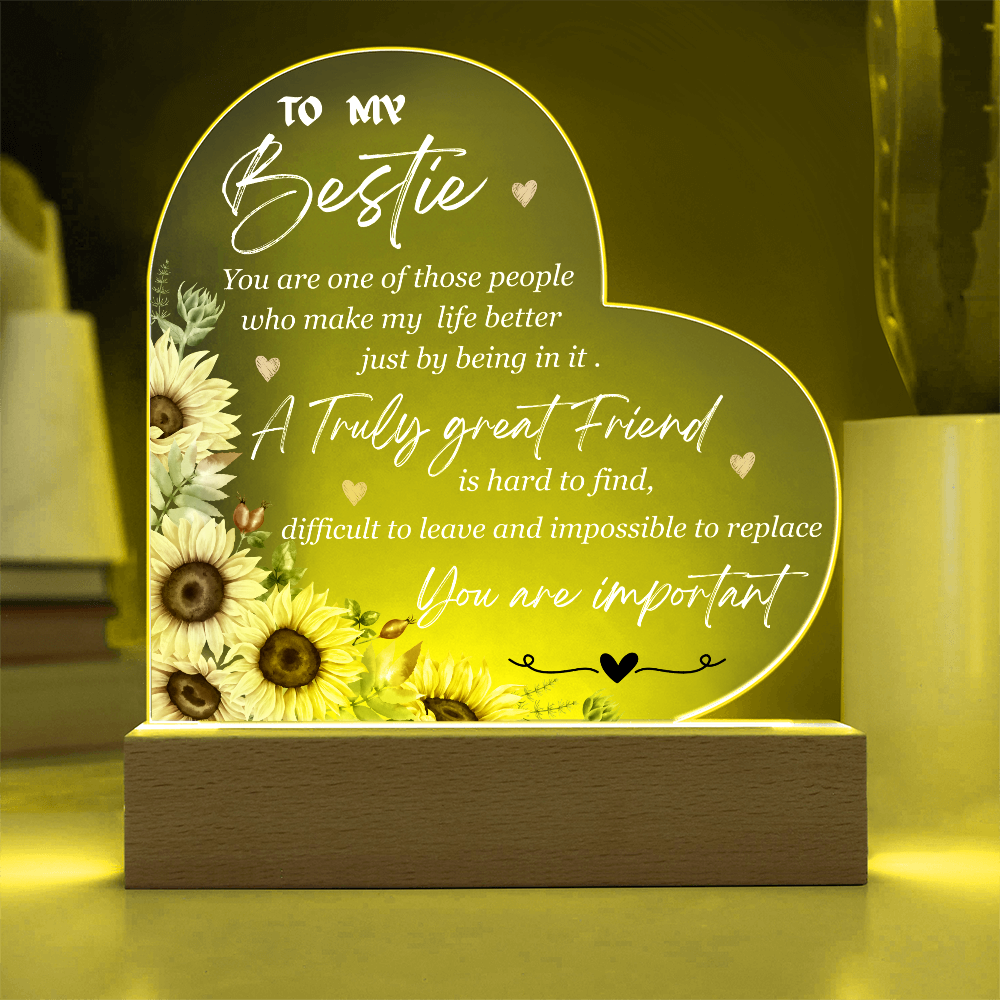 Best Friend Heart LED Night Light – Meaningful Friendship Gift with Inspirational Message
