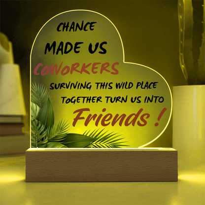 Coworker Friendship Heart Acrylic Plaque – Funny Office Gift for Work Friends