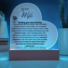 LED Heart Acrylic Plaque with Faux Flowers – Anniversary & Birthday Gift for Wife