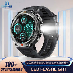 KE3 INEYES Silicone Smart Watch for Men – 3ATM Waterproof, HD Display, LED Flashlight, Sports Fitness Tracker
