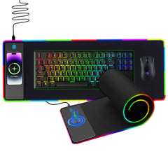 RGB Illuminated Wireless Charging Desk Mat - Non-Slip 12x35.5 Inch