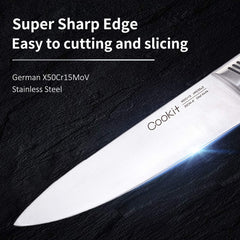 15-Piece German Stainless Steel Kitchen Knife Set with Block, Scissors & Sharpener