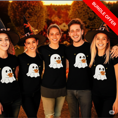 “Cute Ghost Pumpkin Ladies’ Tee | Halloween Graphic T-Shirt”