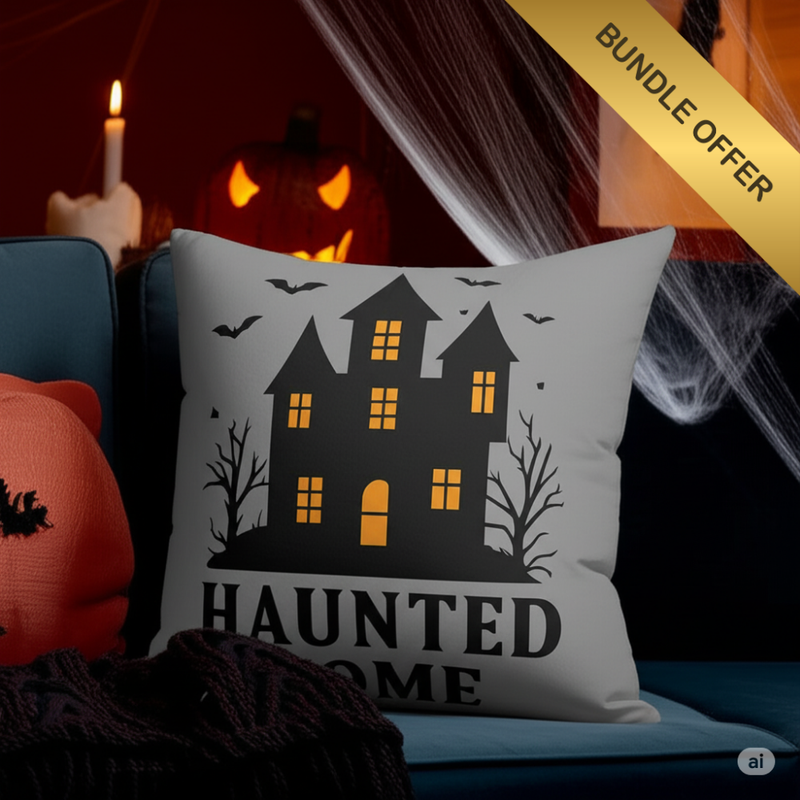 “Haunted Home Halloween Pillow | Cozy Spooky Fall Decorative Cushion”