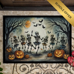 Dancing Skeletons Halloween Doormat – Spooky Non-Slip Indoor & Outdoor Rug