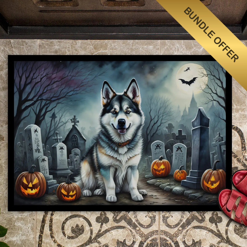 Malamute Halloween Welcome Mat