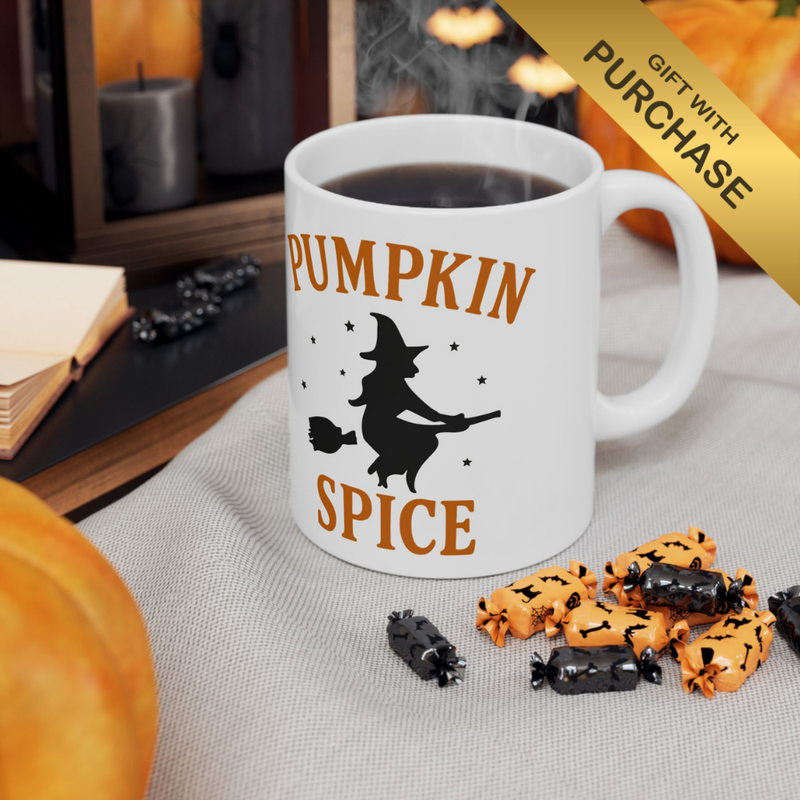 Pumpkin Spice Ceramic Mug, Perfect for Fall, Halloween Gift, Cozy Coffee Cup, Seasonal Decor, Witch Themed Mug