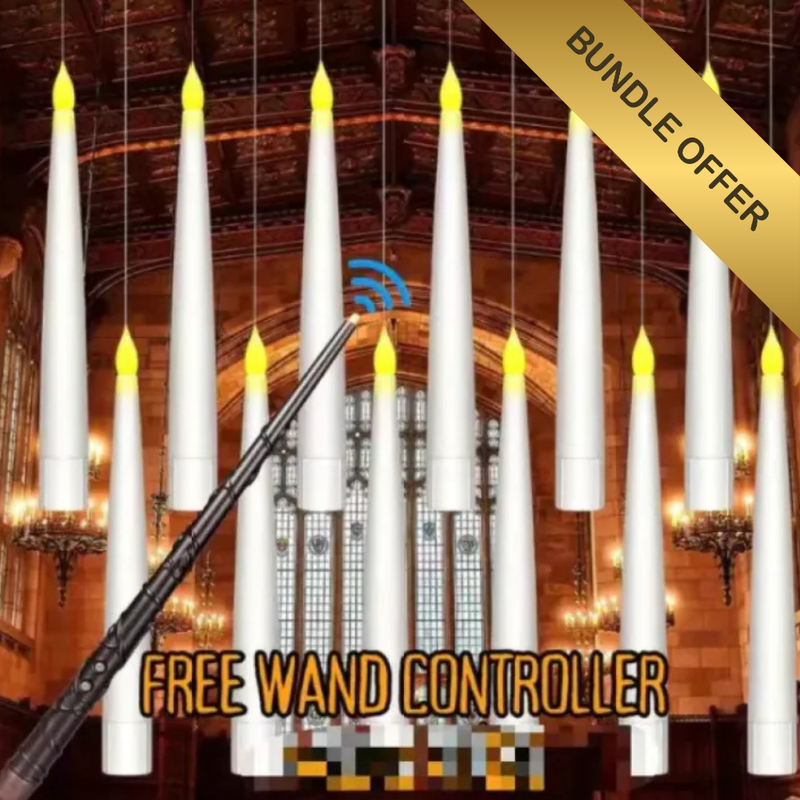 Magic Glow Floating Candles with Wand Remote – Flameless LED Halloween & Party Decor