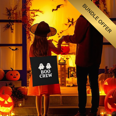Boo Crew Halloween Cotton Tote – Port Authority BG1500, Ghost Carry Bag