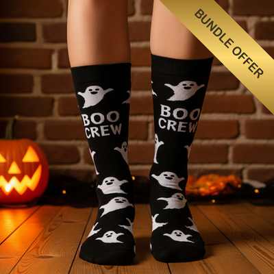 Boo Crew Socks – Cozy Ghost Halloween Crew-Length Socks