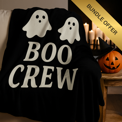 Boo Crew Plush Fleece Blanket 30×40 – Cozy Halloween Ghost Throw