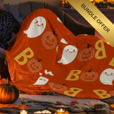 BOO Blanket – Cozy Halloween Ghost & Pumpkin Throw