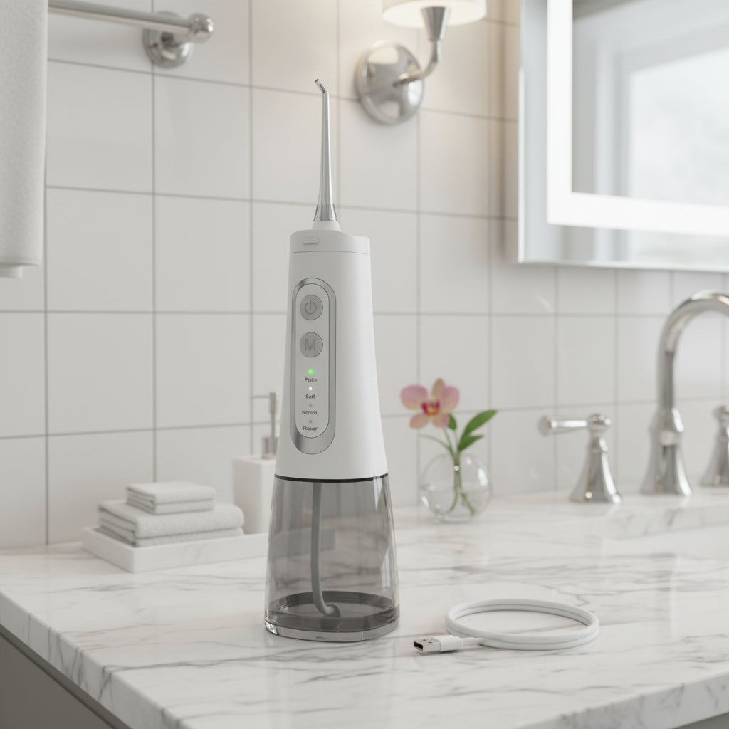 Black & White Oral Irrigator – Deep Cleaning Water Flosser for Healthy Gums