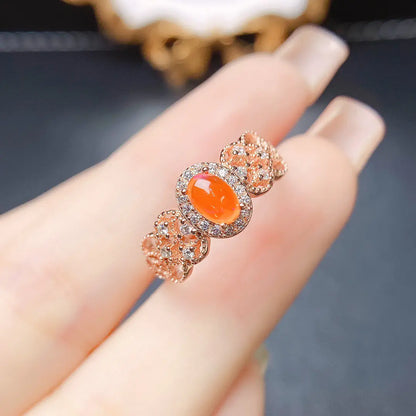 Transatlantic Natural Fire Opal Ring – Elegant Fiery Gemstone Statement Ring