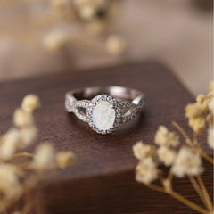 Sterling Silver Opal Teardrop Ring