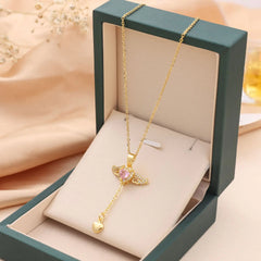 Elegant Heart Wing Tassel Necklace
