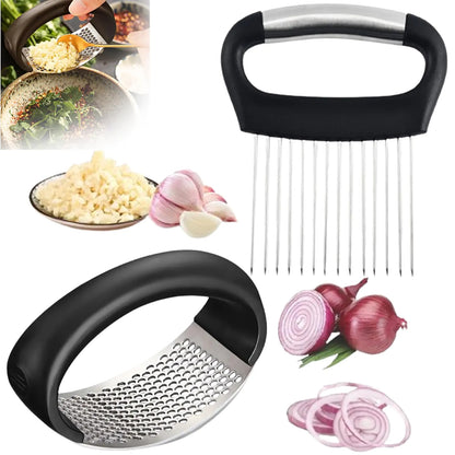 Stainless Steel Garlic Press and Crusher Set