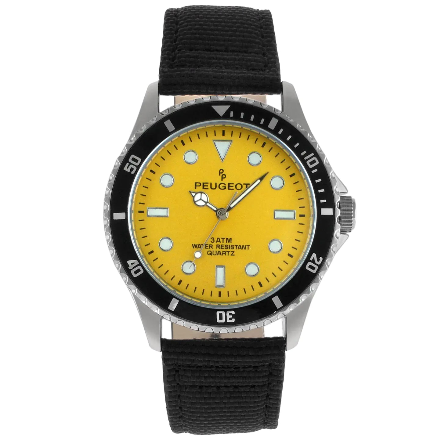 Peugeot Men's Yellow Canvas Sport Watch