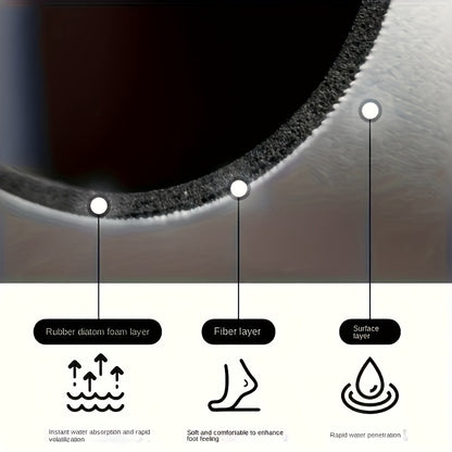 Non-Slip Quick-Dry Diatomite Bathroom Rug with Clover Pattern, 50x80cm