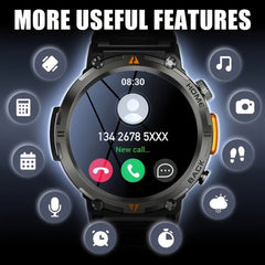 KE3 INEYES Silicone Smart Watch for Men – 3ATM Waterproof, HD Display, LED Flashlight, Sports Fitness Tracker