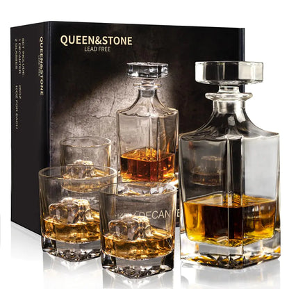 25oz Square Whiskey Decanter and Glass Set