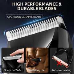 Men’s Electric Body Hair Trimmer – Waterproof, Ceramic Blades, and LED Light