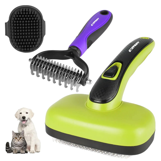 COZYGIFT 3-PCS Pet Care Kit – Brushes for Shedding, Tangles & Bath