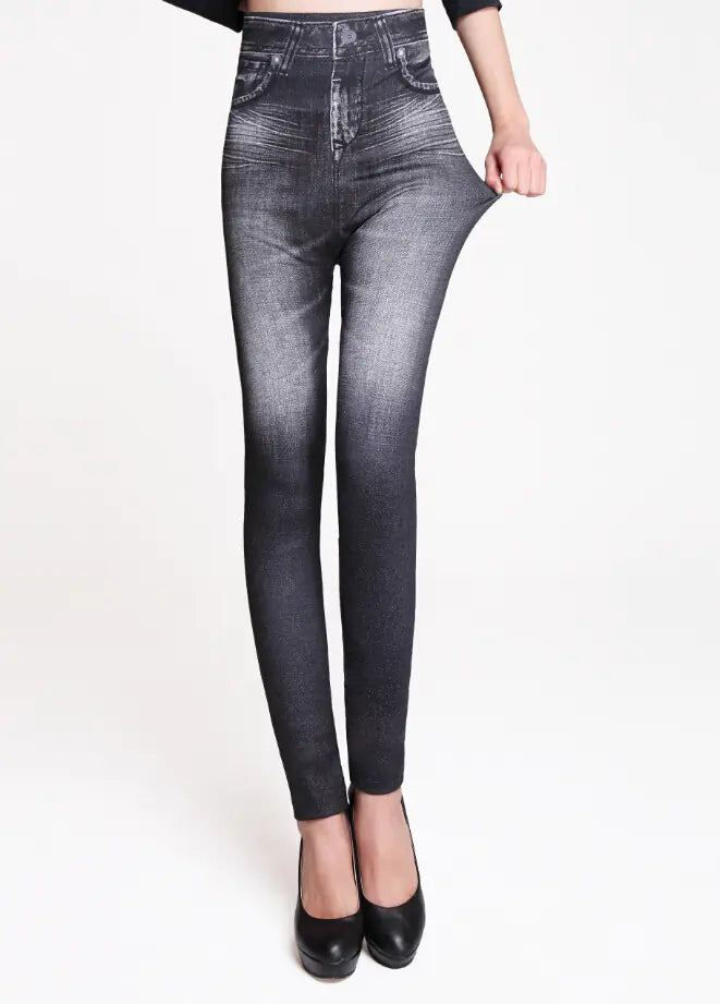 Chic Women's Denim-Style Leggings