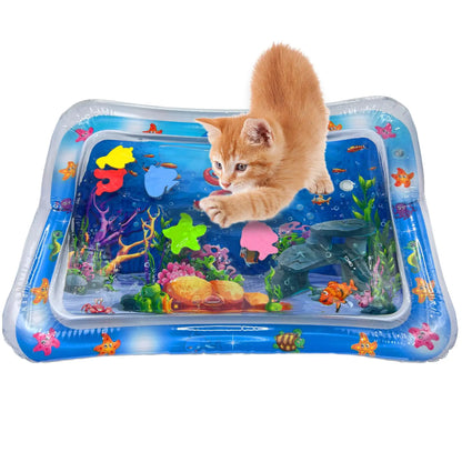 Luxify Cat Water Mat Water Sensory Play Mat for Cats Thickened Water Cat Mat Pet Interactive Toys for Cats Dogs Indoor (Square)