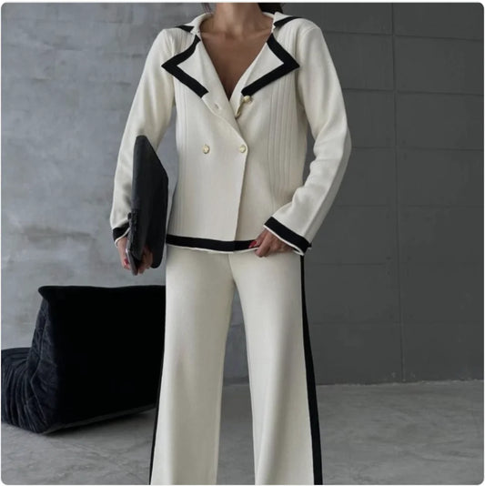 Chic Wide-Leg Knit Pants Set