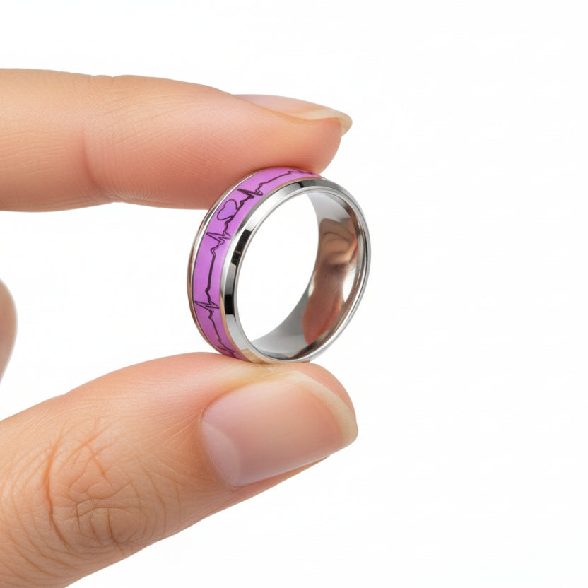 Glowing Heartbeat Stainless Ring