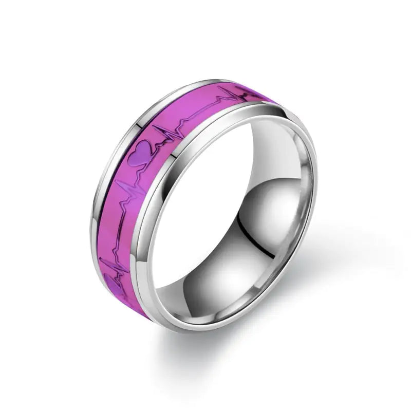 Glowing Heartbeat Stainless Ring