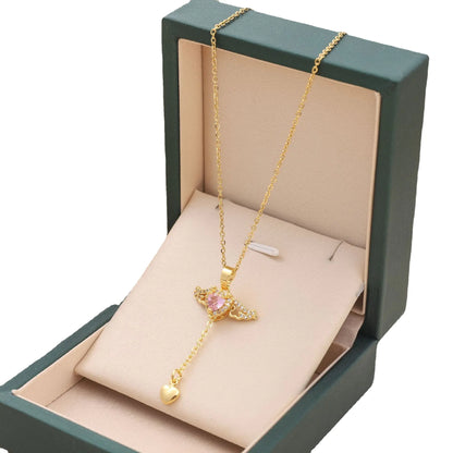 Elegant Heart Wing Tassel Necklace