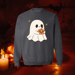 “Cute Ghost Pumpkin G180 Crewneck Sweatshirt | Heavy Blend Halloween”