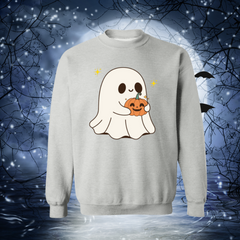 “Cute Ghost Pumpkin G180 Crewneck Sweatshirt | Heavy Blend Halloween”