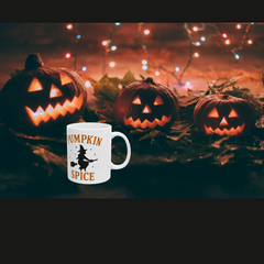 Pumpkin Spice Ceramic Mug, Perfect for Fall, Halloween Gift, Cozy Coffee Cup, Seasonal Decor, Witch Themed Mug
