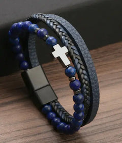 Tiger Eye Cross Charm Bracelet