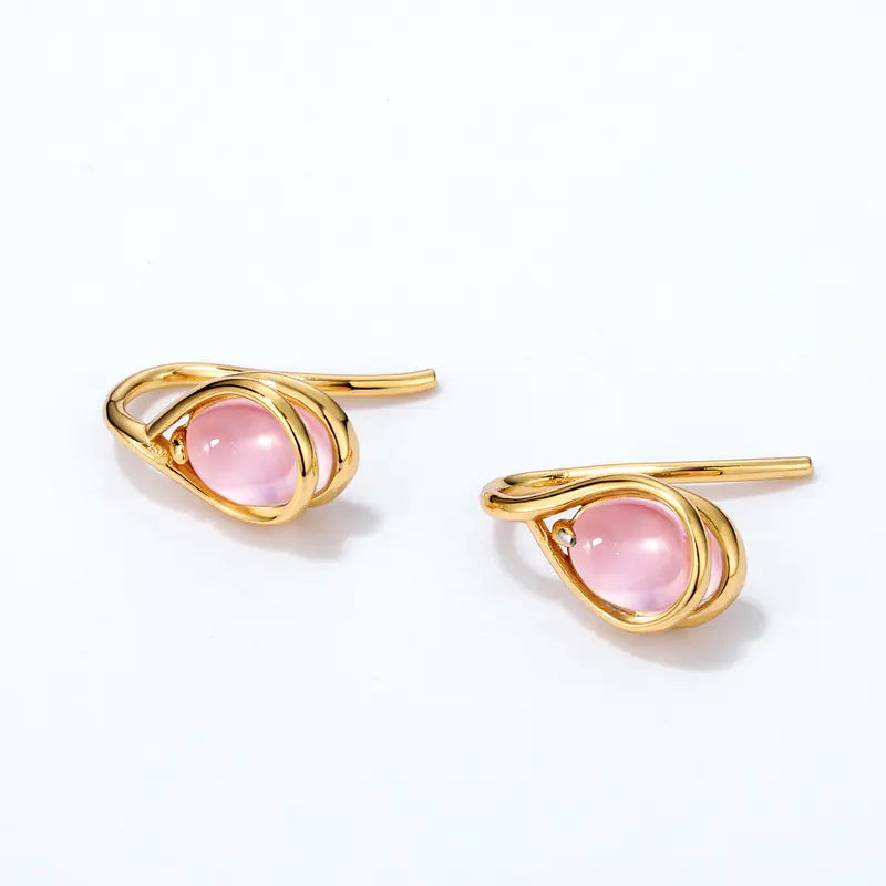 Nature’s Whisper Rose Quartz Drop Earrings – Elegant Natural Stone Jewelry