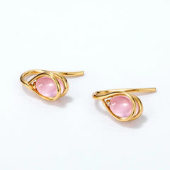 Nature's Whisper Rose Quartz Drop Earrings