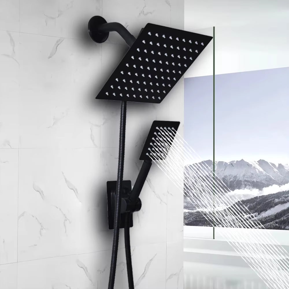 8 Inch Rain Shower Head Set – High Pressure Handheld & Overhead Combo | UniqSnaz