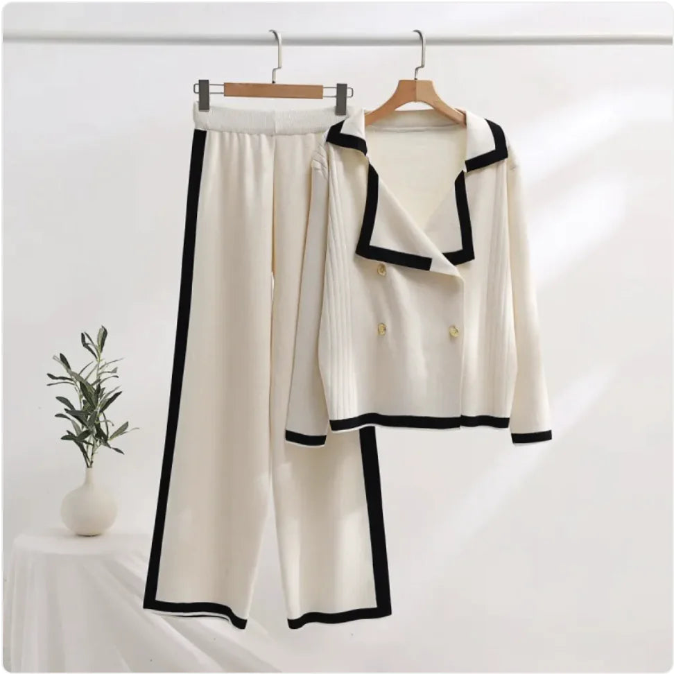 Chic Wide-Leg Knit Pants Set