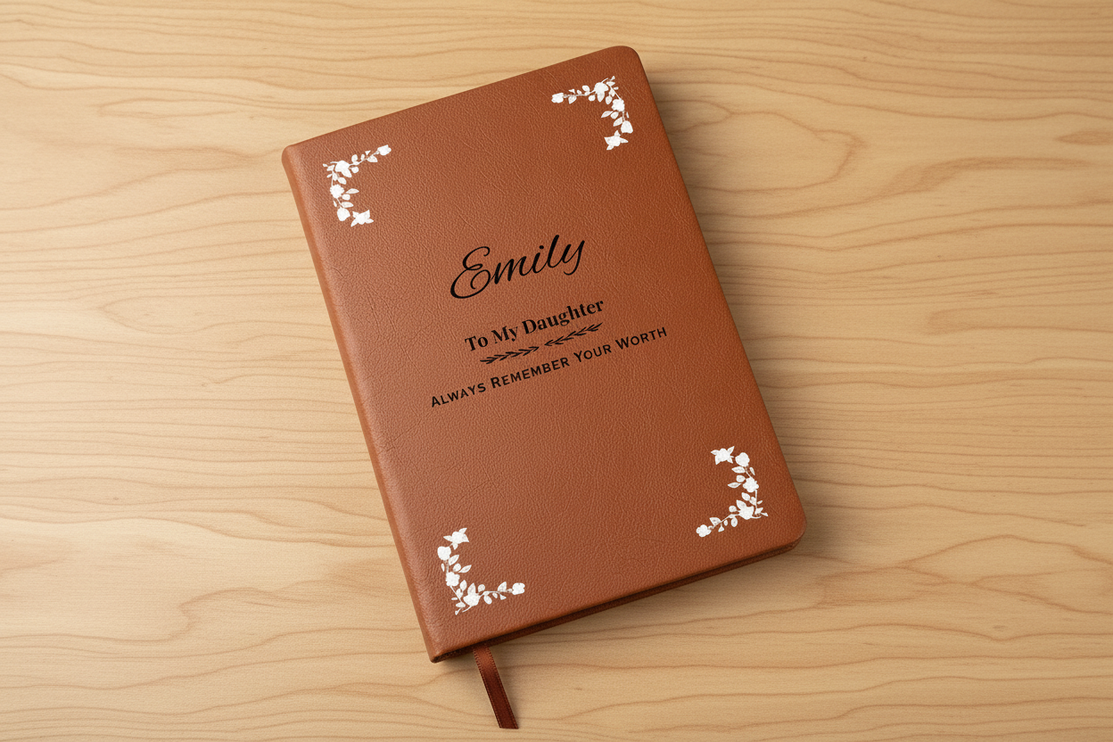 To My Daughter Inspirational Vegan Leather Journal – Personalized Gift Notebook