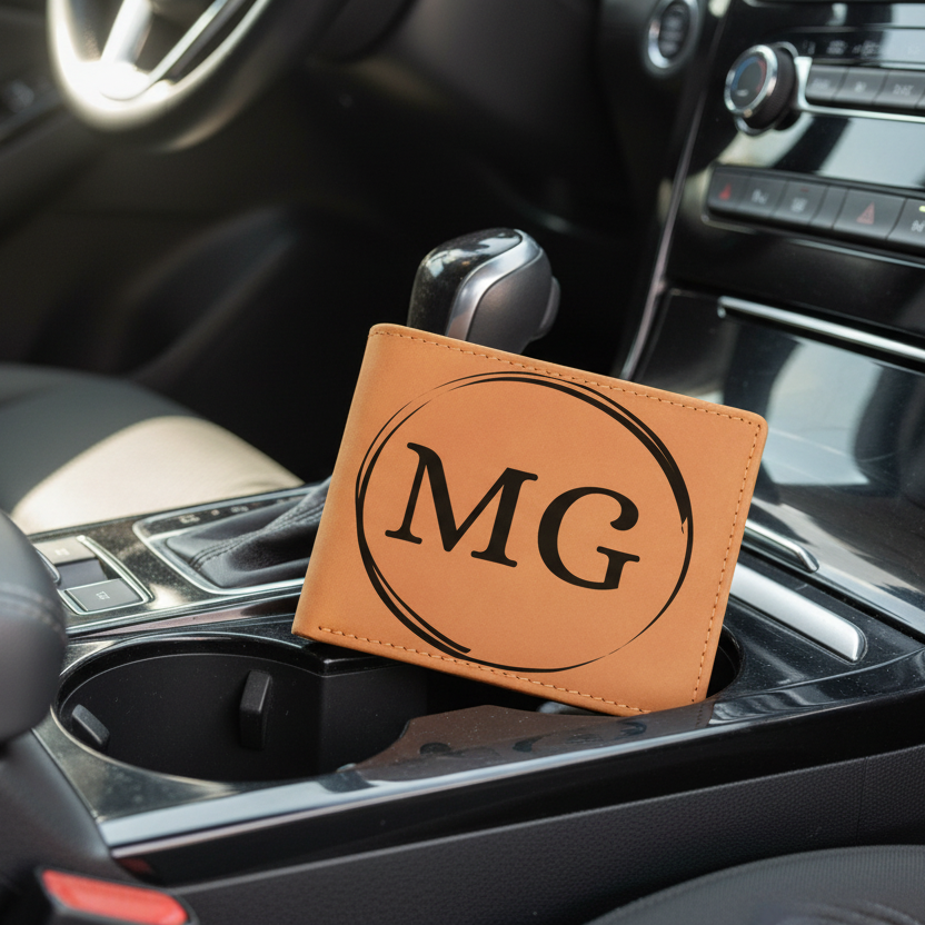 Personalized Initials Leather Wallet – Custom Gift for Men