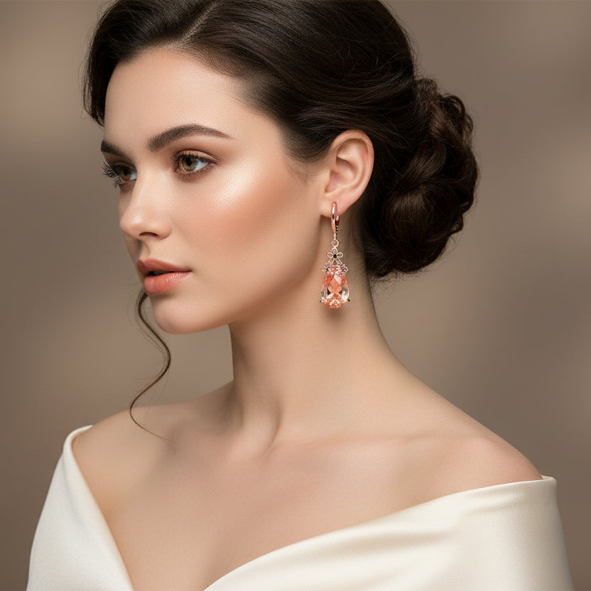 Elegant Zircon Teardrop Chinese Knot Earrings